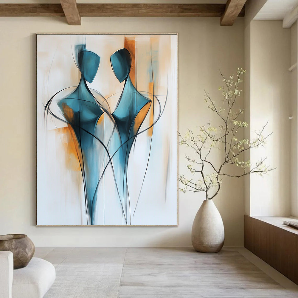 Dual Figure Abstract Painting for Contemporary Dance Studio Lounges GAB1175