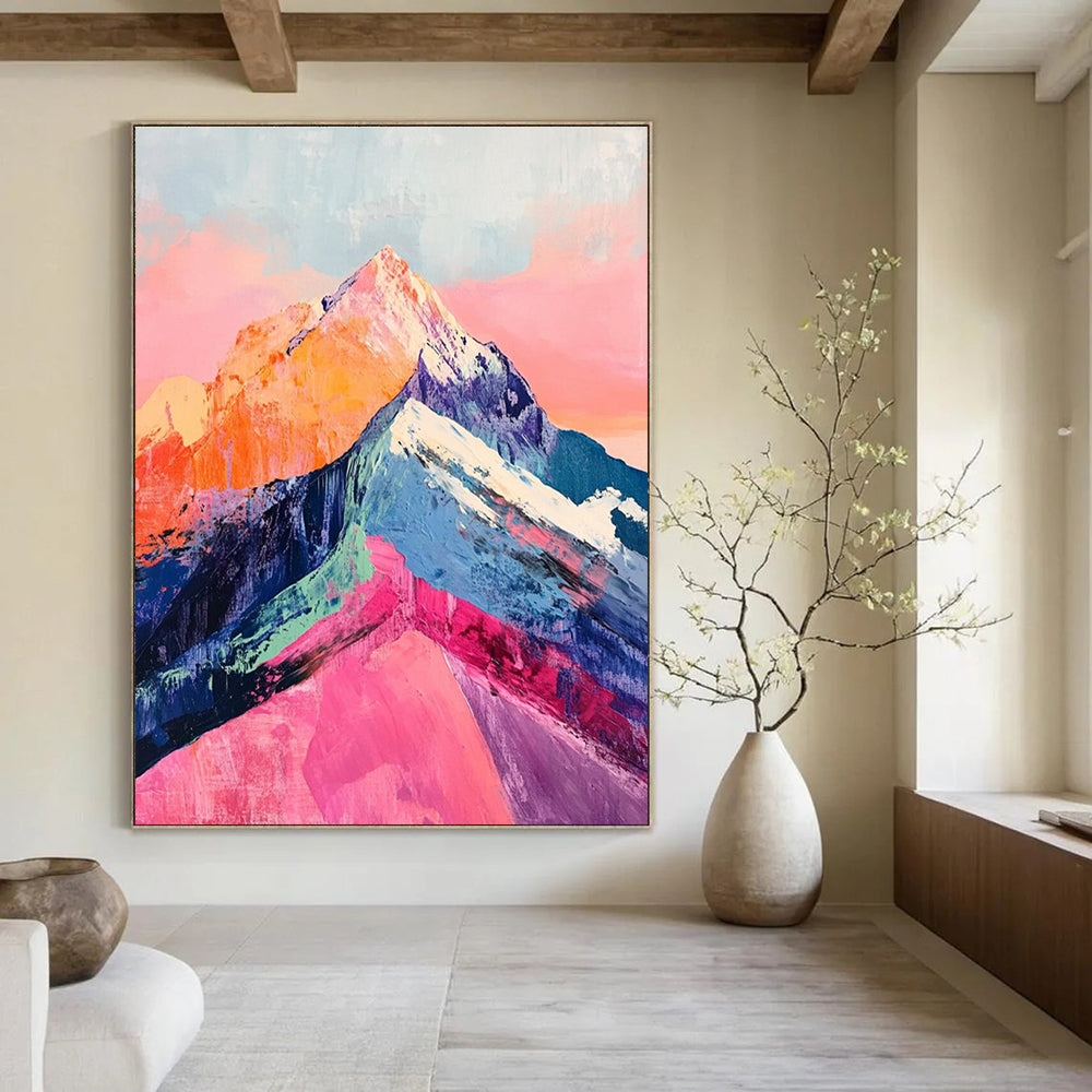 Vivid Colorful Mountain Peaks Painting for Nature - Inspired Spaces HENG283
