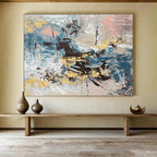Blue and Yellow Abstract Painting for Coastal Resort Restaurants YHT373