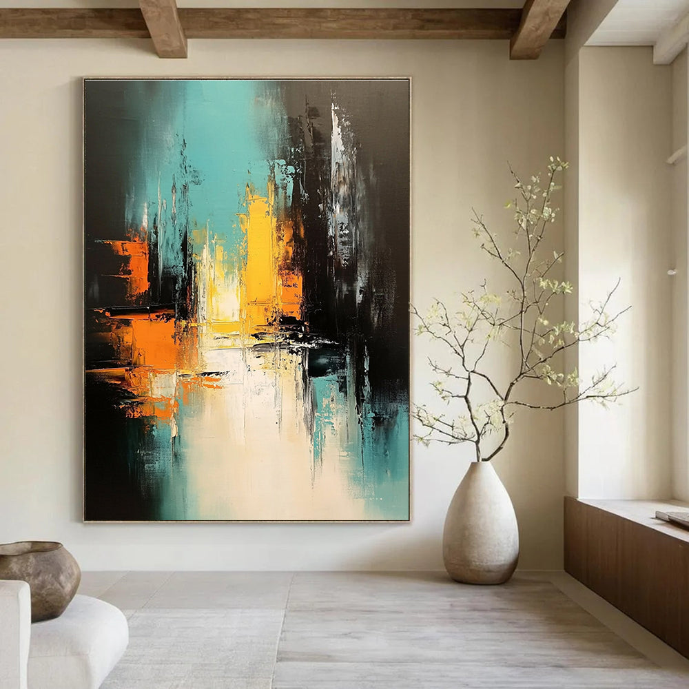 Urban Night Abstract Painting for Modern City - Lover’s Penthouses GAB0945