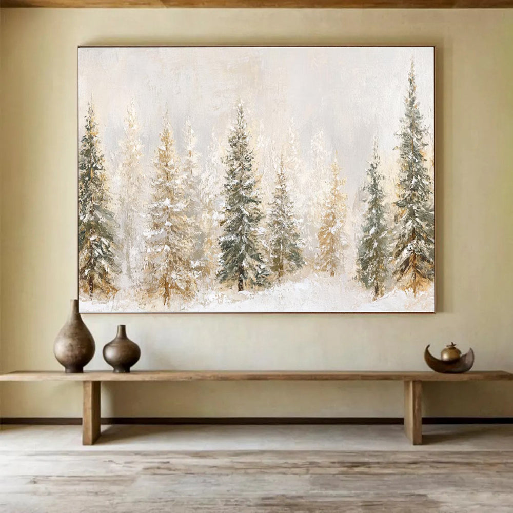 Snowy Forest Abstract Painting for Winter - Themed Spas YHT421