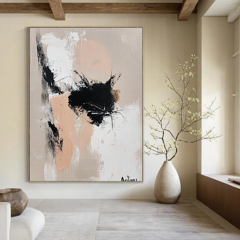 Abstract Black Cat Playful Feline Abstract Painting GAB0226