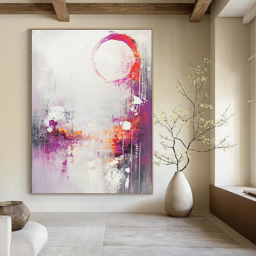 Purple and Orange Abstract Painting for Bohemian - Style Bedrooms GAB0902