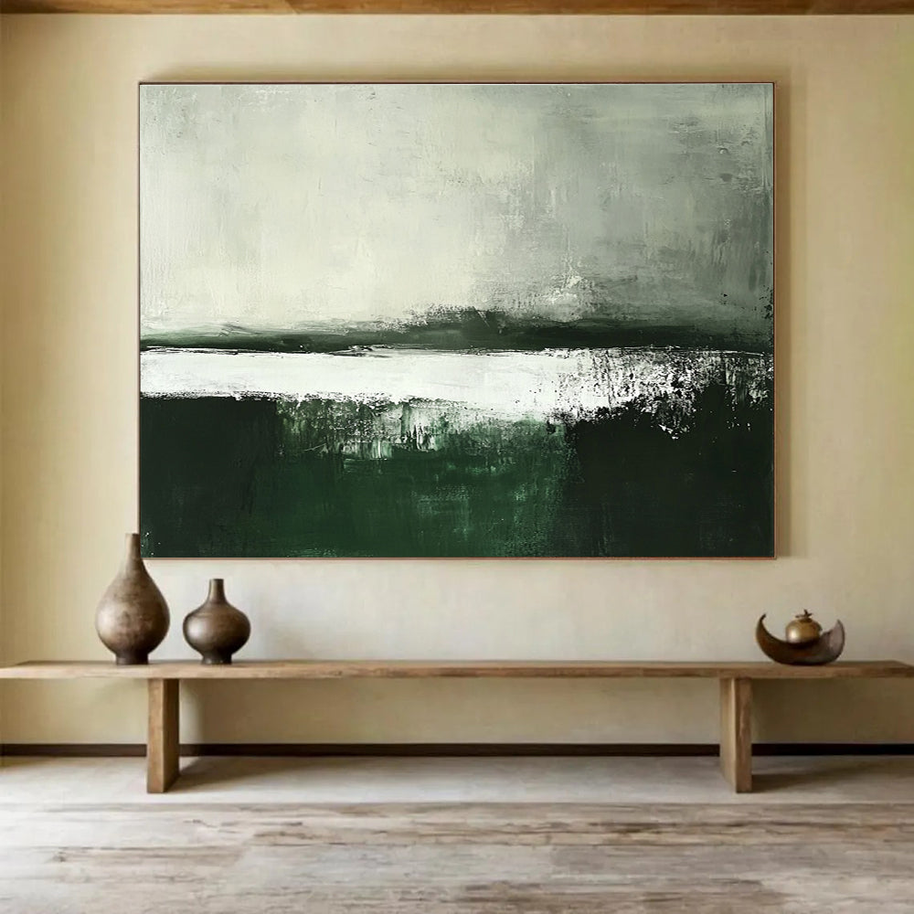 Green - Gray Abstract Horizon Painting ABS215