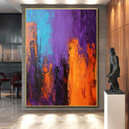Purple Orange City Abstract Painting with Urban Energy WINK571