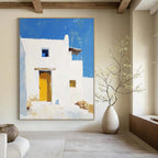 White Building with Yellow Door - Minimalist Architectural Art GAB0409