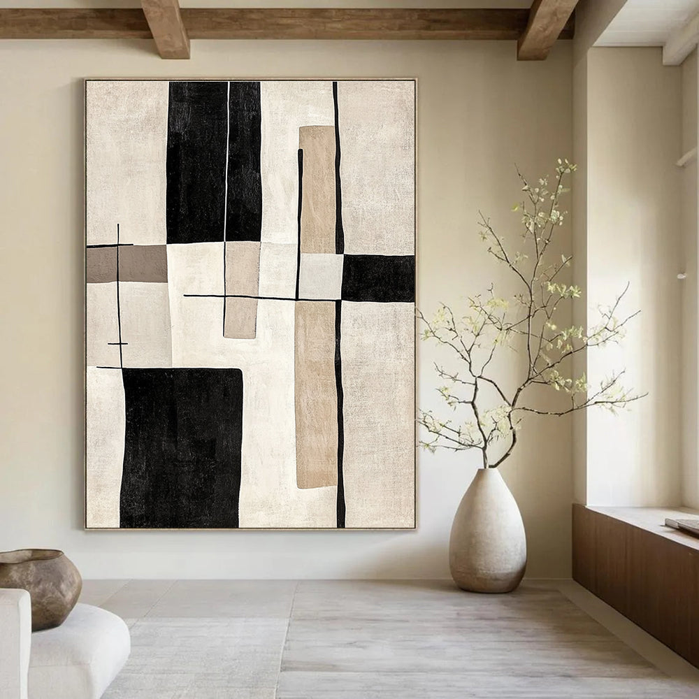 Neutral Geometric Abstract Calm Abstract Painting for Minimalist Bedrooms GAB1406