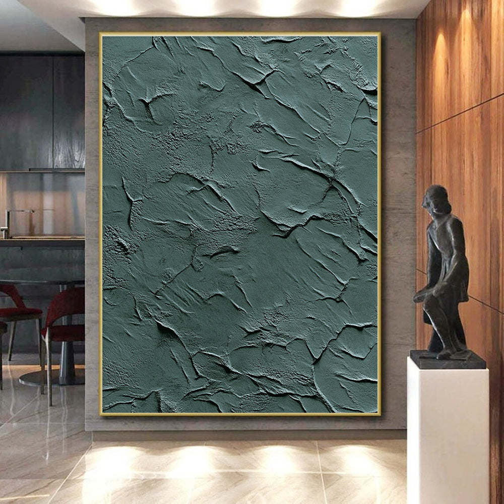 Green Textured Surface Abstract Painting with Natural Roughness WINK090