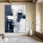 Blue - Gray Abstract Composition Painting for Serene Home Offices HENG128