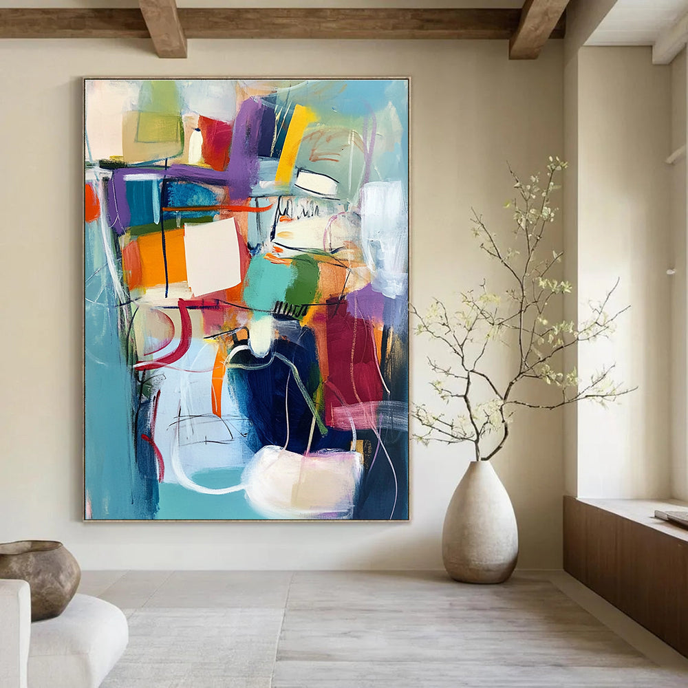 Dynamic Color Block Abstract Painting for Creative Office Spaces GAB1241