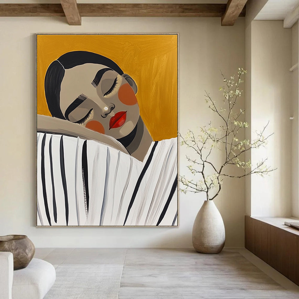 Sleeping Woman Abstract Painting for Minimalist Bedrooms GAB1023