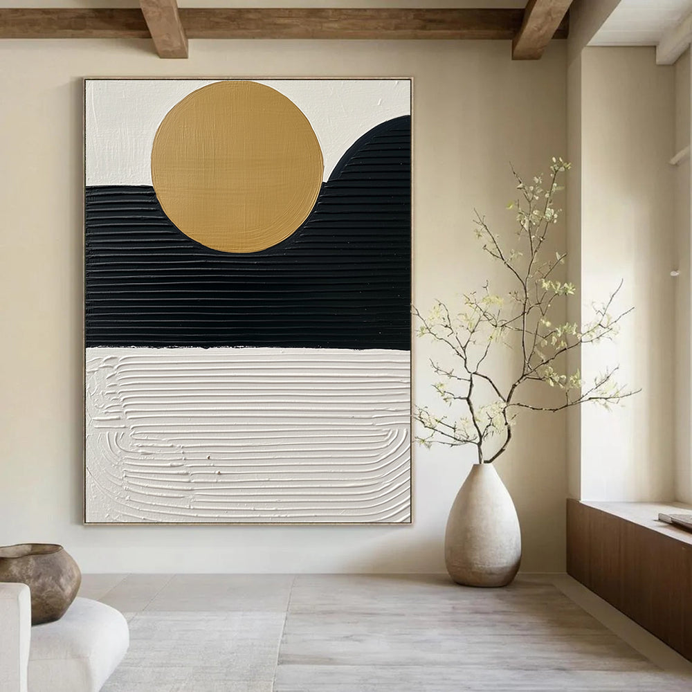Minimalist Sun and Mountain Abstract Painting for Zen - Inspired Home Offices GAB0943