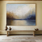 Lake and Sky Abstract Landscape Painting for Tranquil Spaces YHT040