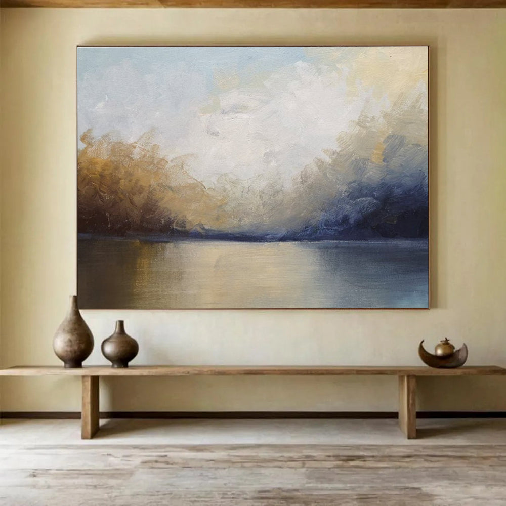 Lake and Sky Abstract Landscape Painting for Tranquil Spaces YHT040