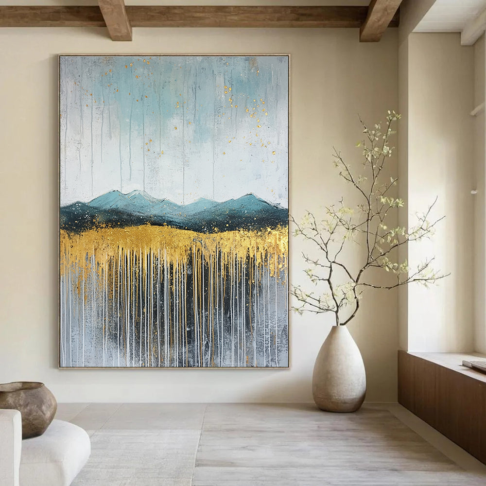 Golden Mountain Abstract - Elegant Landscape with Metallic Accents GAB0532
