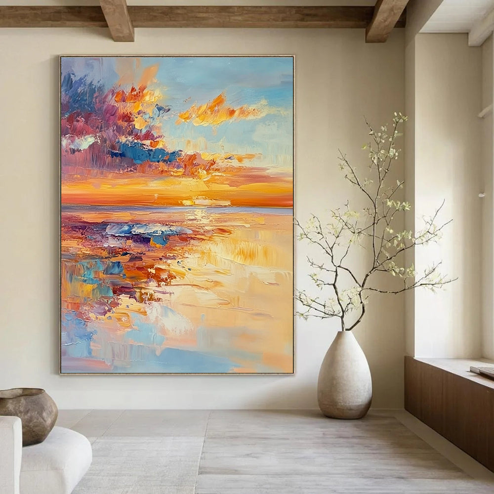 Sunset Beach Abstract Painting with Dynamic Colors GAB0009
