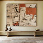 Red - Grey Abstract Painting for Bold Statements YHT098