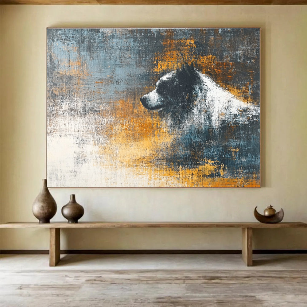 Dog Silhouette Abstract Painting with Textured Background ABS280
