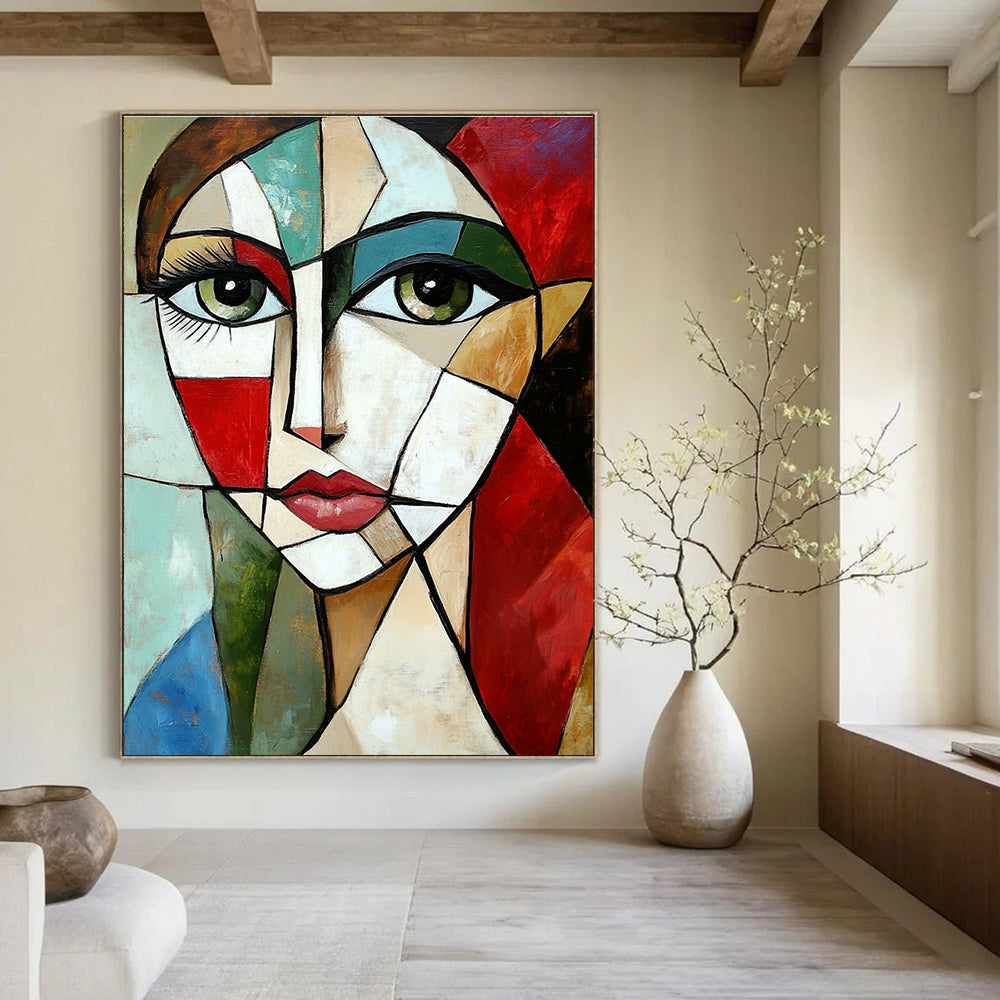 Cubist Woman’s Face Artistic Abstract Painting for Avant - Garde Interiors GAB1427