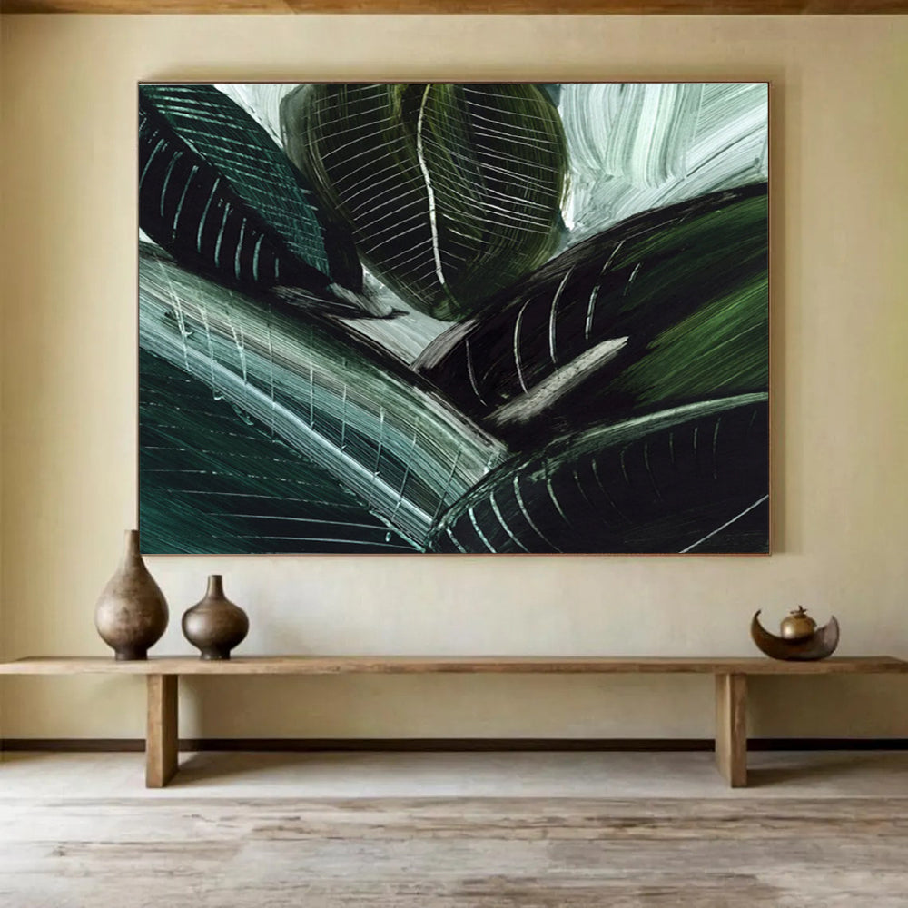 Tropical Leaf Abstract Painting for Jungle - Themed Spaces YHT144