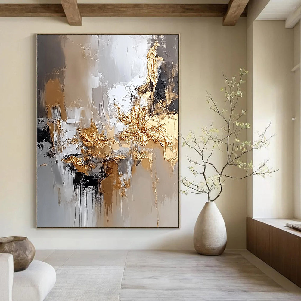 Gold Accent Modern Abstract Painting for Contemporary Living Spaces GAB0882