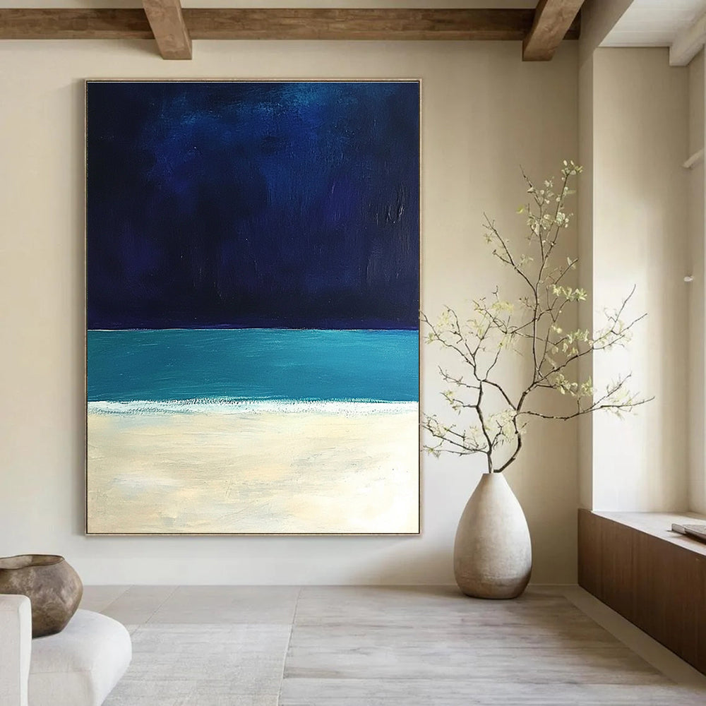 Dark Beach Scene Abstract Painting for Nautical - Themed Studies GAB1301