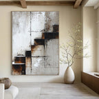 Rustic Staircase - Industrial Abstract Painting GAB0624