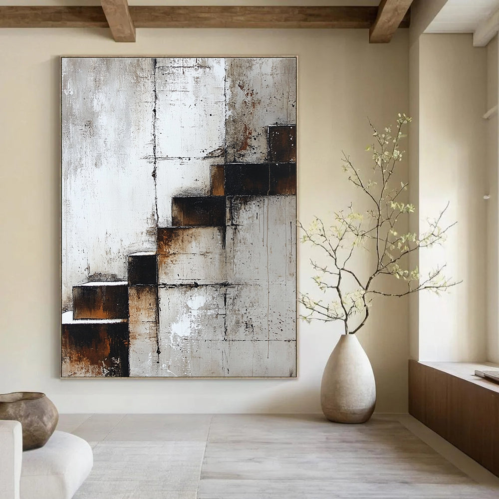 Rustic Staircase - Industrial Abstract Painting GAB0624