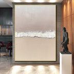 Beige and White Textured Divide Painting with Subtle Transition WINK067