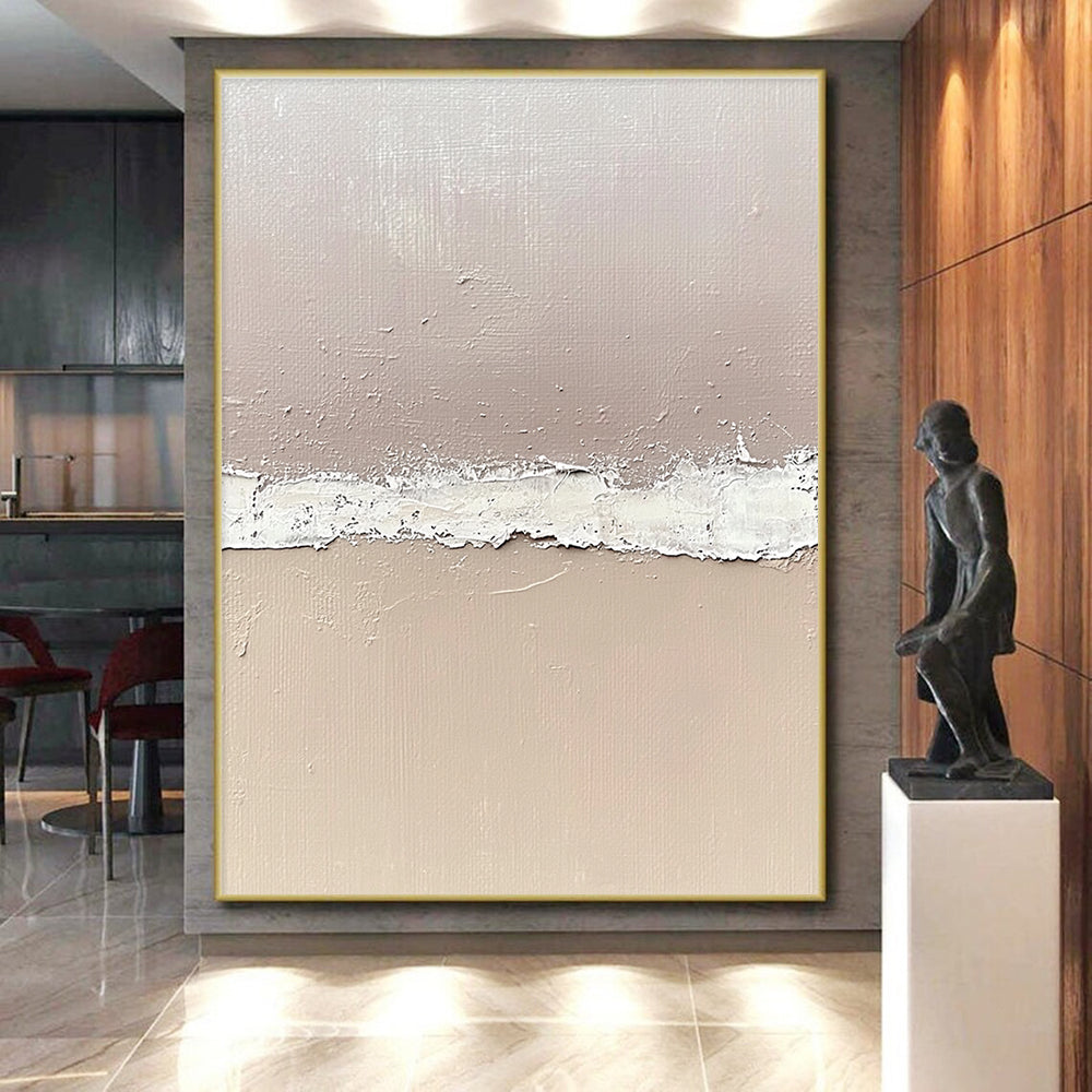 Beige and White Textured Divide Painting with Subtle Transition WINK067