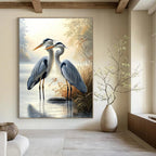 Herons by River Idyllic Abstract Painting for Nature - Loving Homes GAB1498