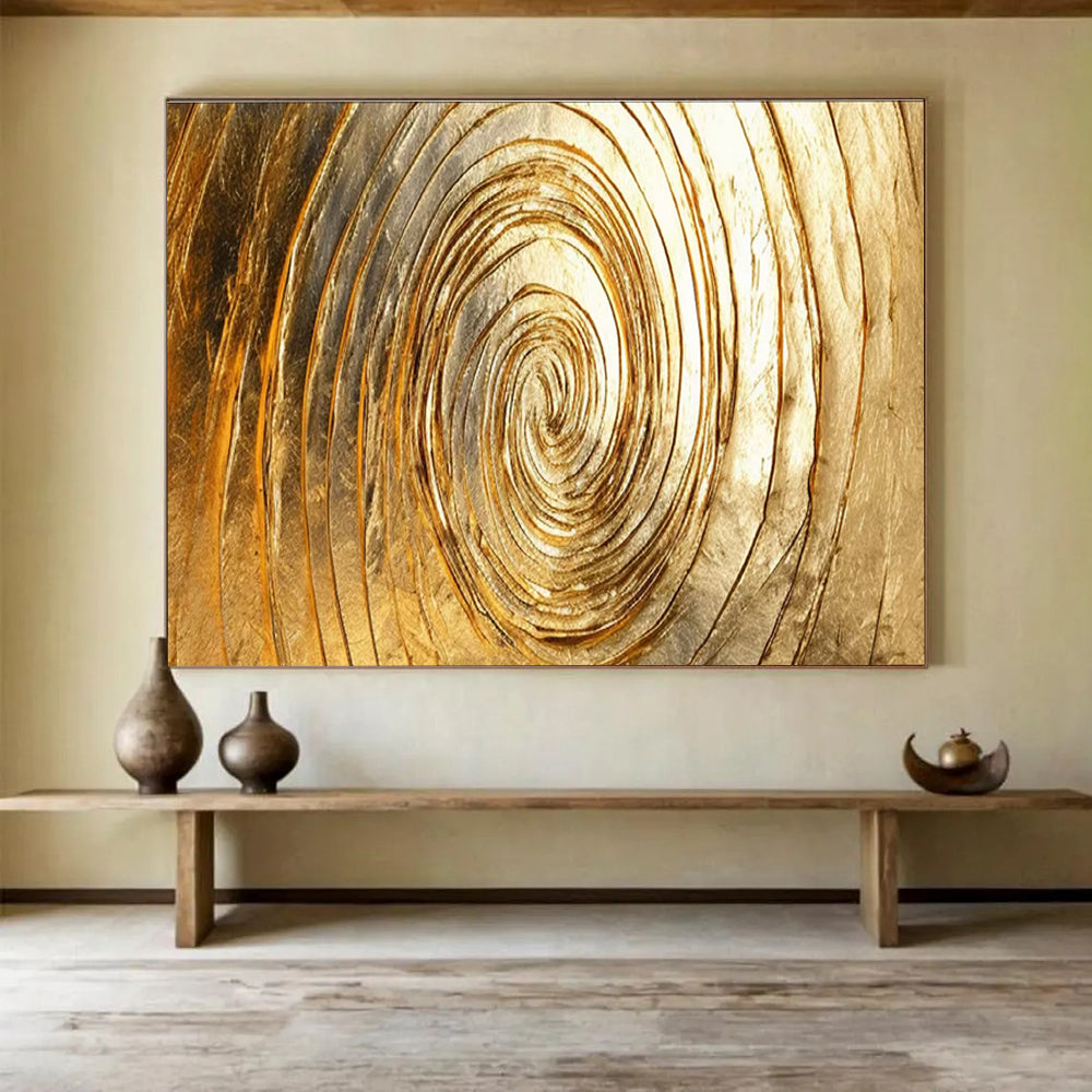 Golden Spiral Abstract Painting for Luxury Home Decor YHT167