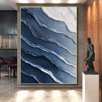Blue and White Waves Abstract Painting with Coastal Calm WINK072