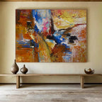 Orange - Blue - Gold Abstract Painting for Vibrant Creative Studios YHT385