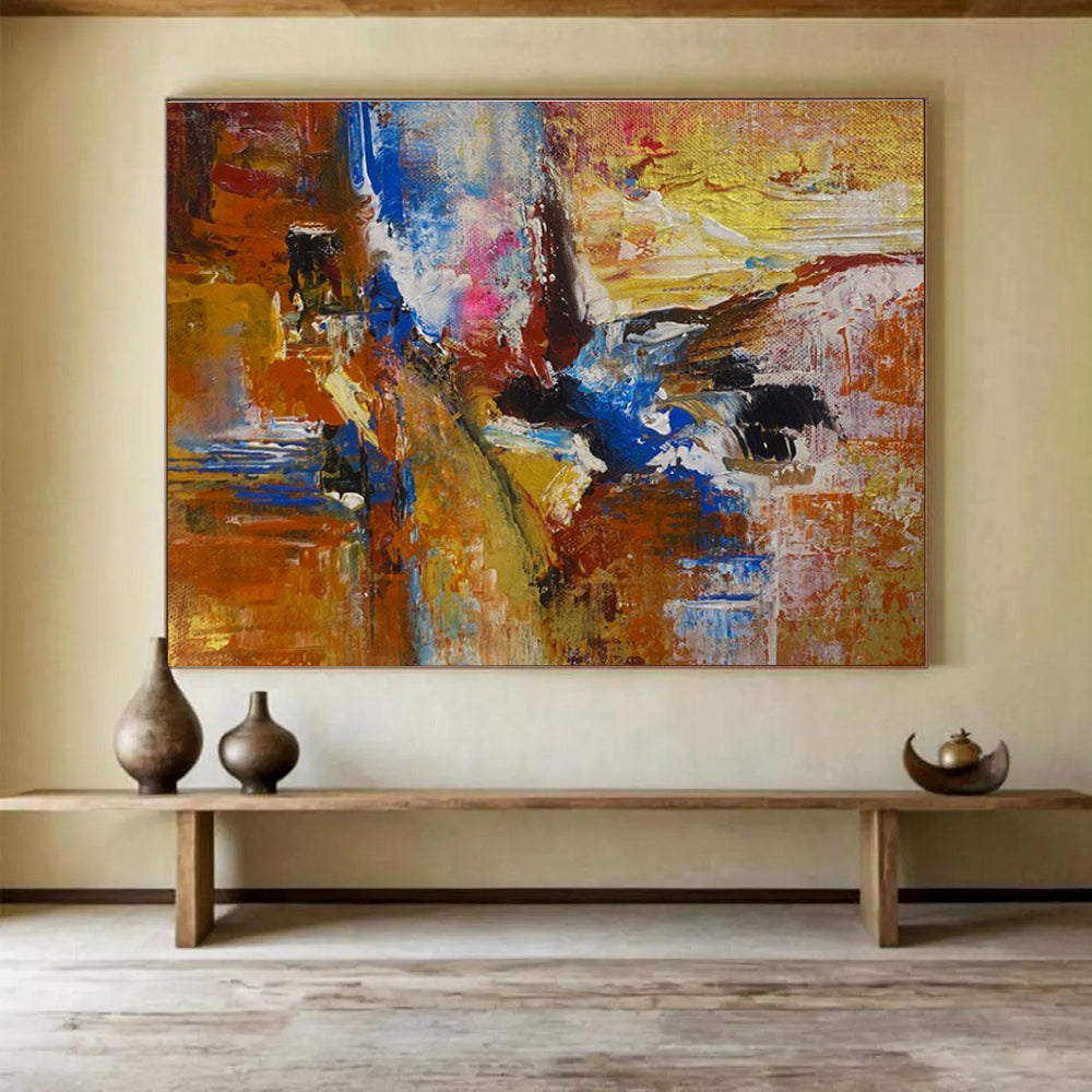 Orange - Blue - Gold Abstract Painting for Vibrant Creative Studios YHT385