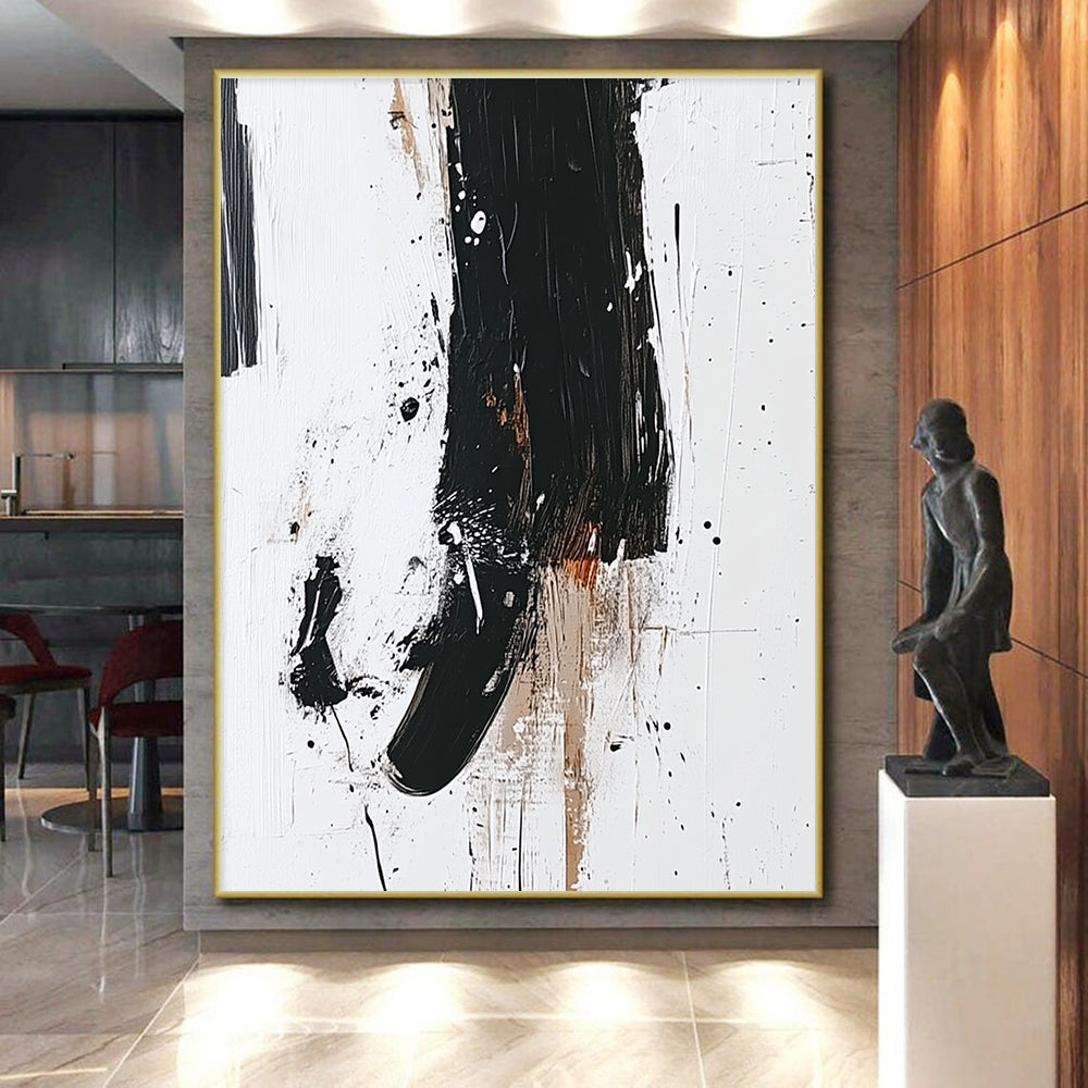 Black White Abstract Details Painting with Intricate Marks WINK638