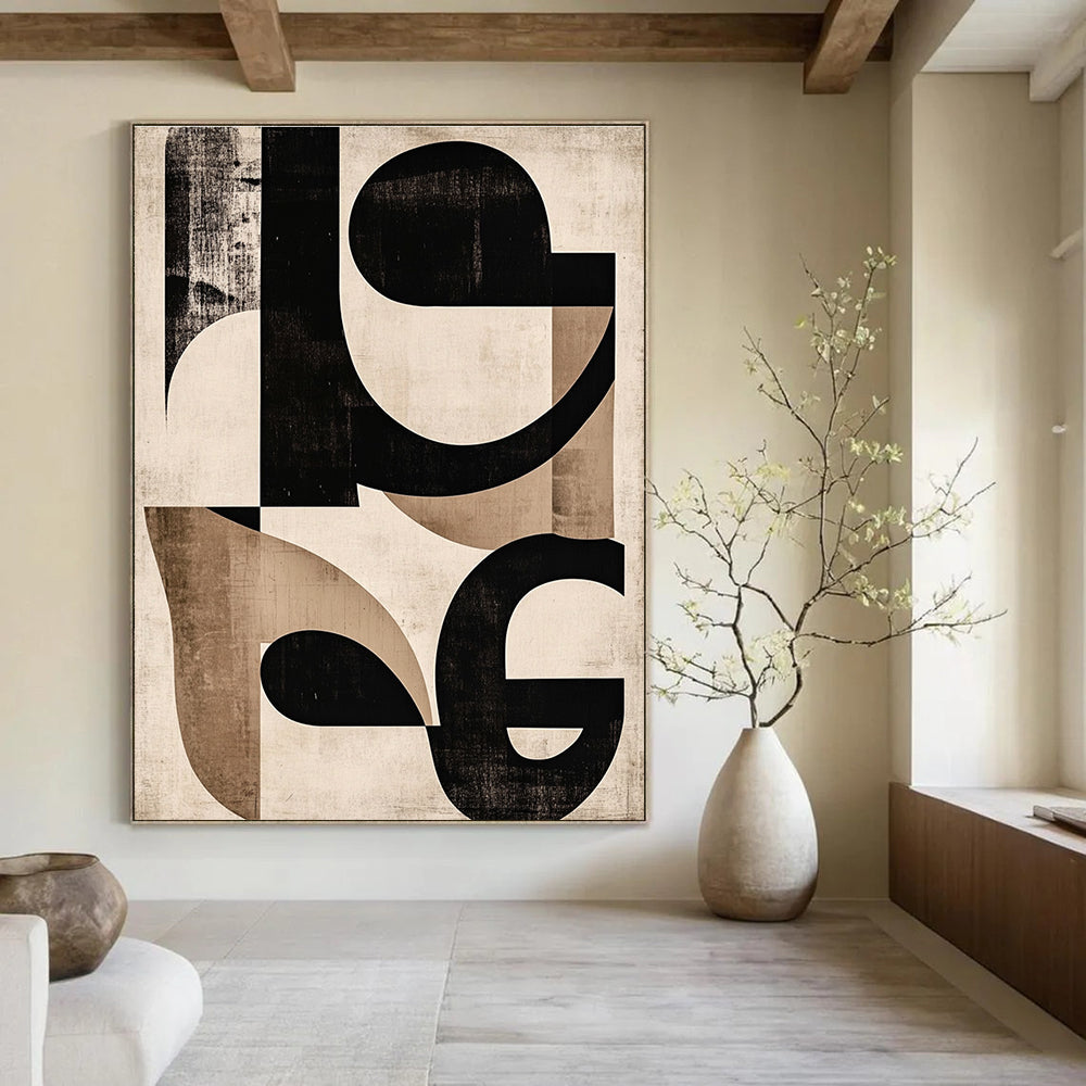 Black and Beige Geometric Abstract Painting for Industrial - Chic Lofts GAB0964