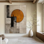 Geometric Abstract with Orange Circle Painting for Modern Offices GAB1131