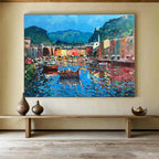 Harbor Town Abstract Painting for Nautical - Themed Bars YHT459