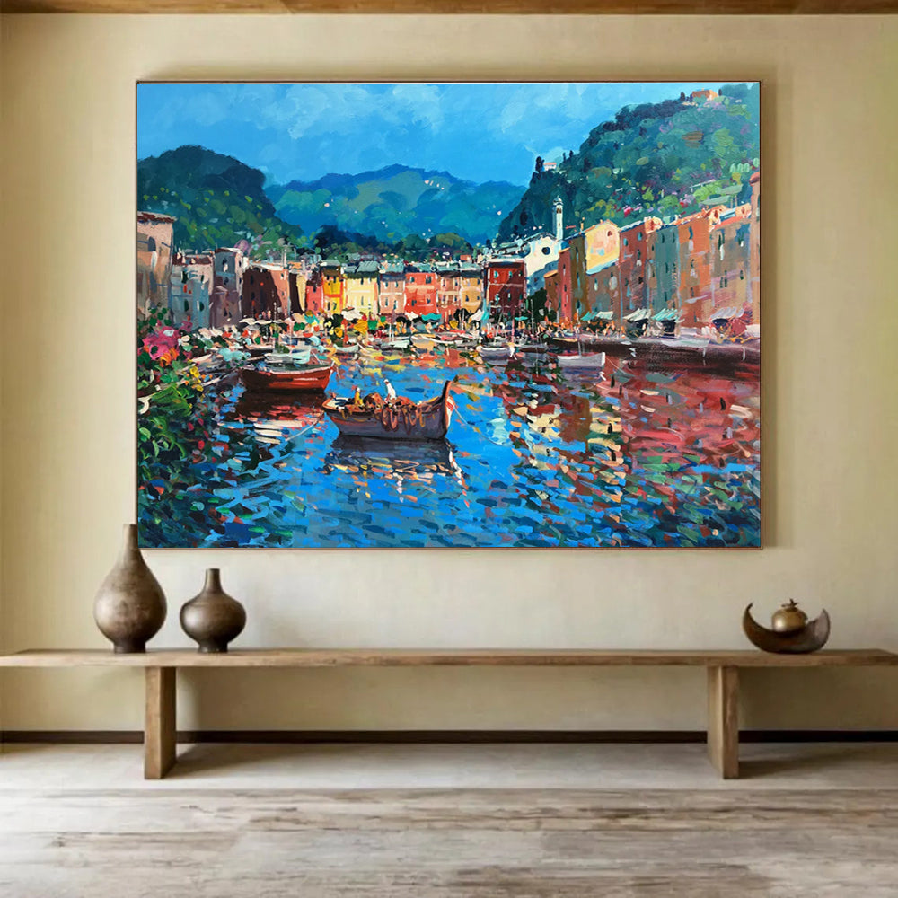 Harbor Town Abstract Painting for Nautical - Themed Bars YHT459