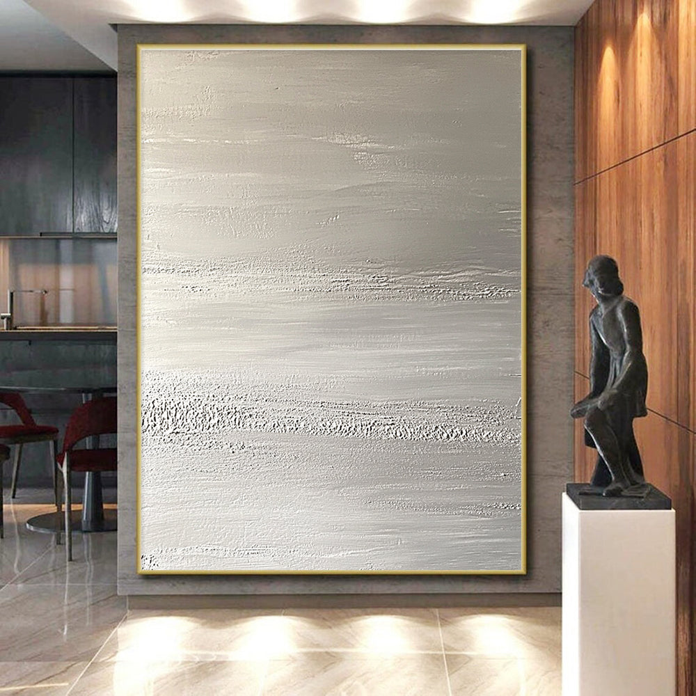 Silver Textured Layers Abstract Painting with Subtle Shimmer WINK117