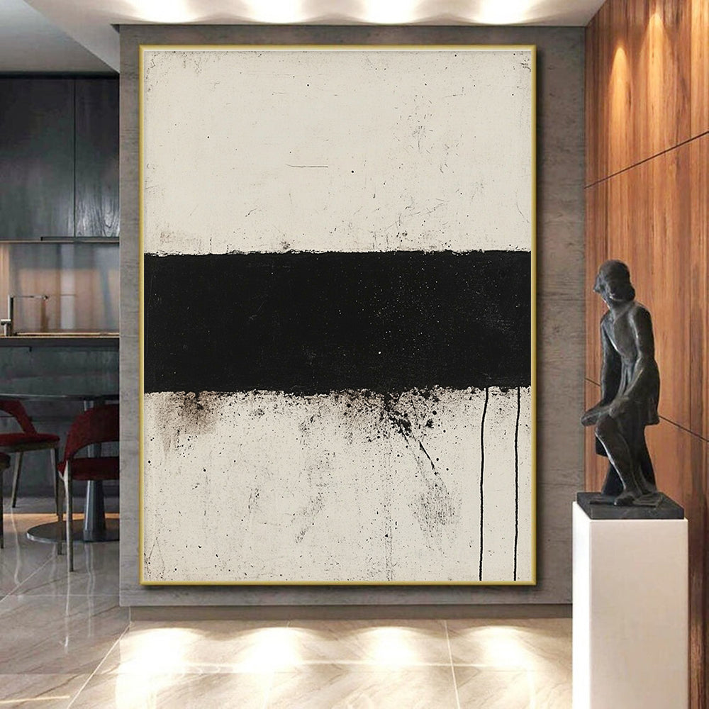 Black and White Strip Abstract Painting with Stark Simplicity WINK143