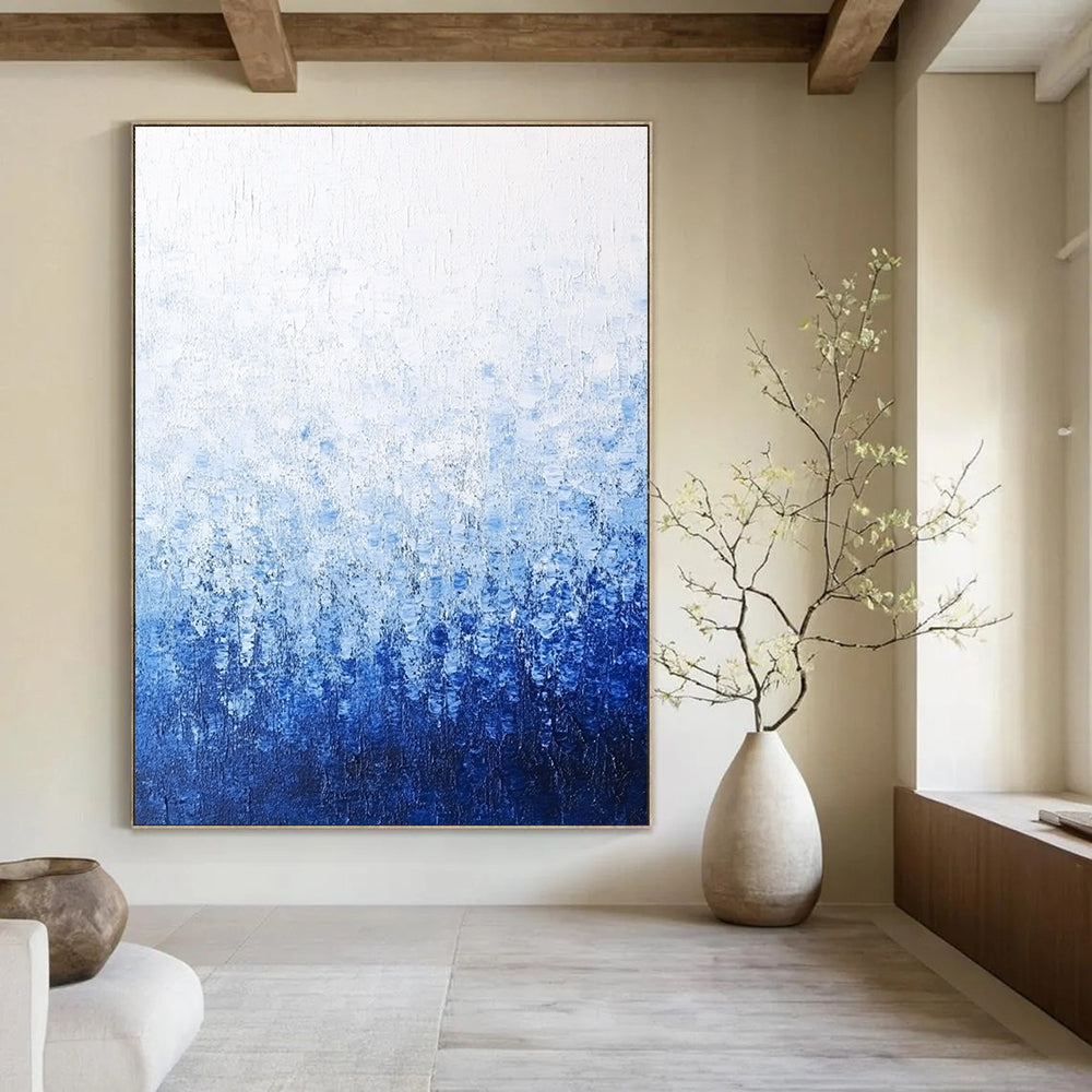Blue and White Gradient Abstract - Serene Minimalist Abstract Art GAB0468