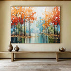 Scenic Autumn Forest Abstract Painting for Wellness Retreats YHT164