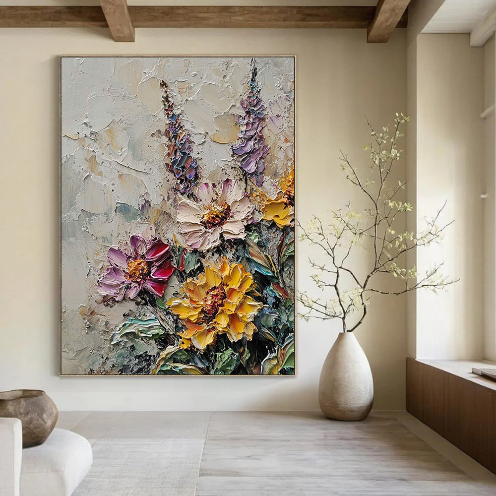 Textured Flower Bouquet Abstract Painting for Garden - Themed Cafes GAB1340