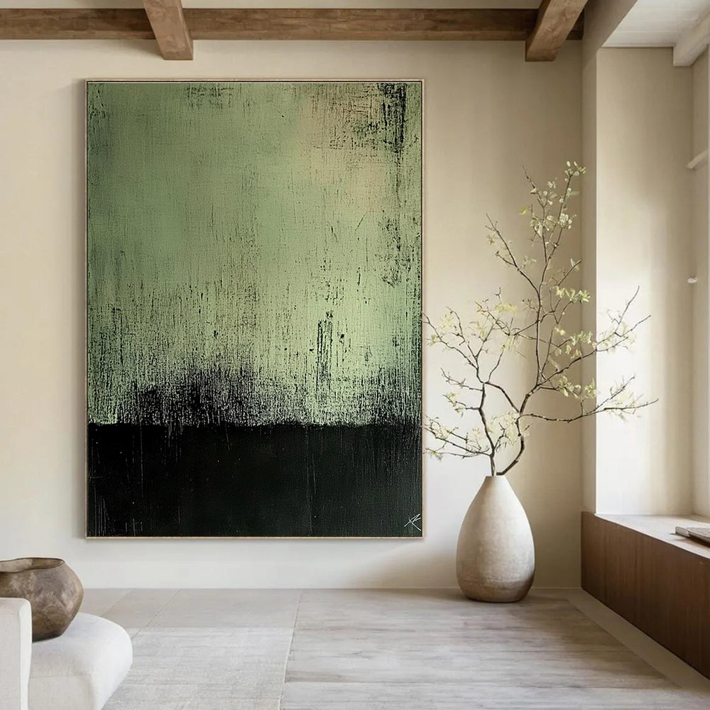 Green - Black Abstract Painting for Industrial - Style Lofts GAB0866
