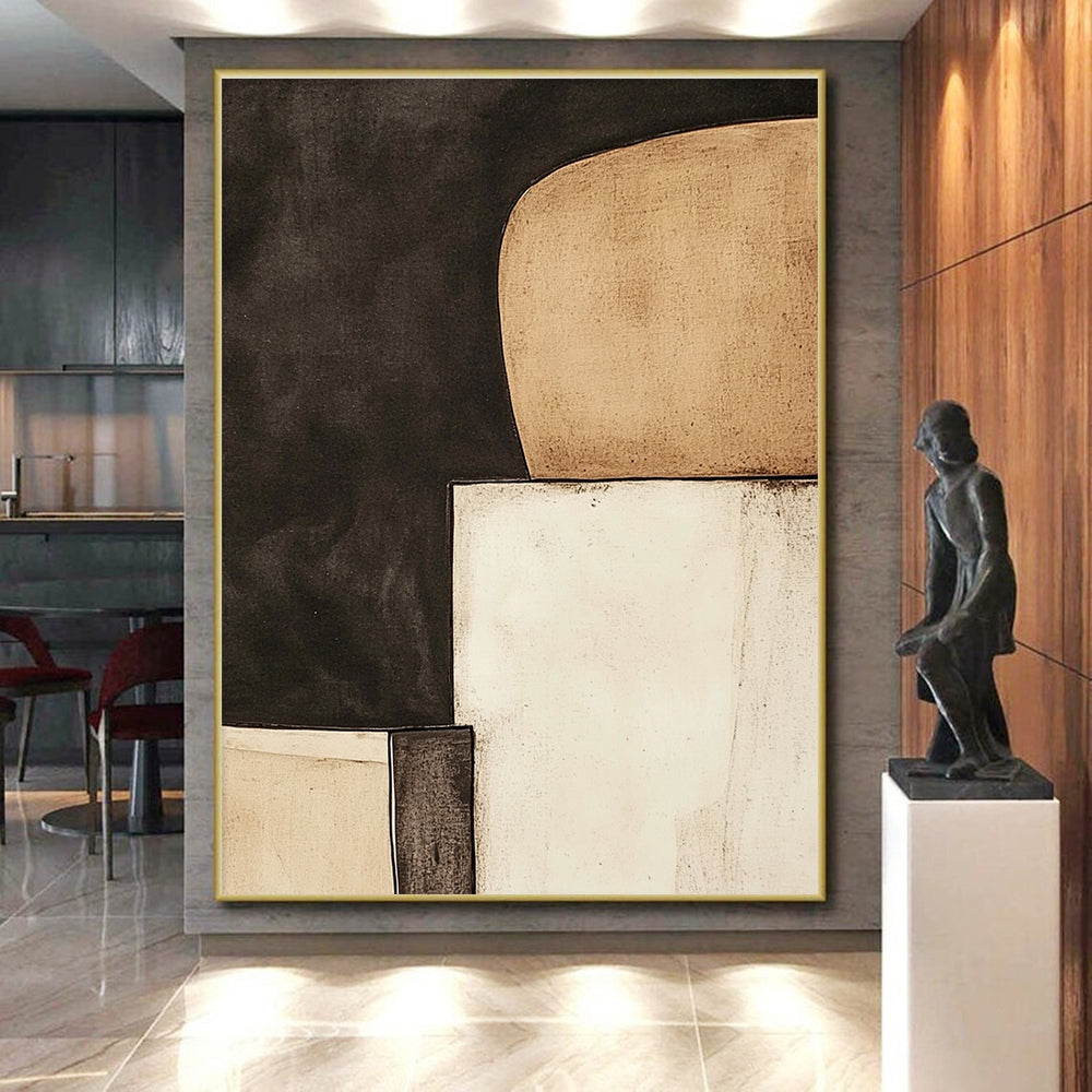 Monochromatic Geometric Shapes Abstract Painting with Timeless Simplicity WINK057