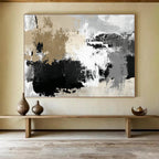 Beige - Black - White Abstract  Warm Minimalist Texture ABS097
