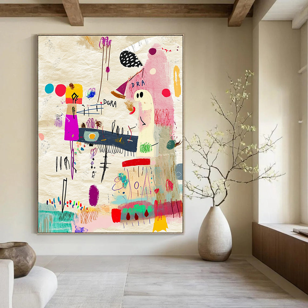 Colorful Abstract Doodles Painting with Playful Elements GAB0053