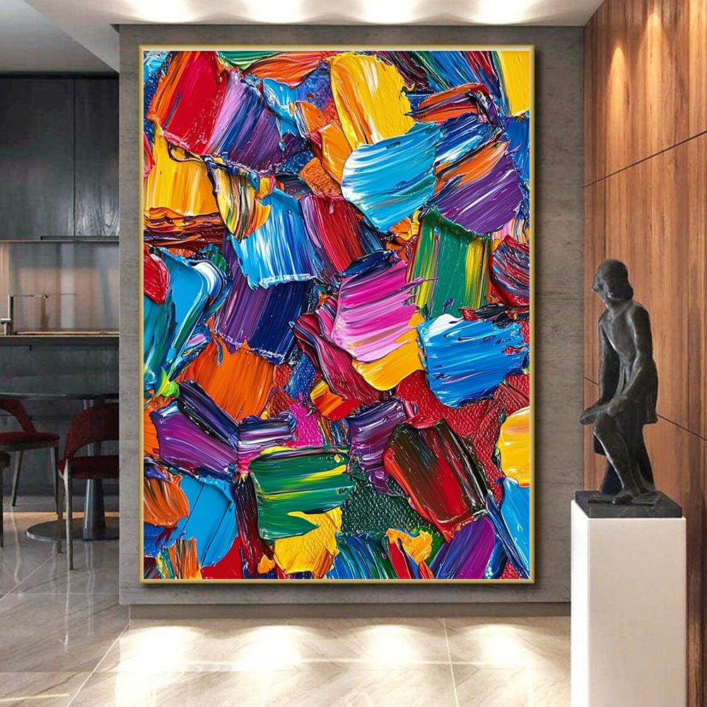 Colorful Palette Knife Strokes Abstract Painting with Vivid Energy WINK080